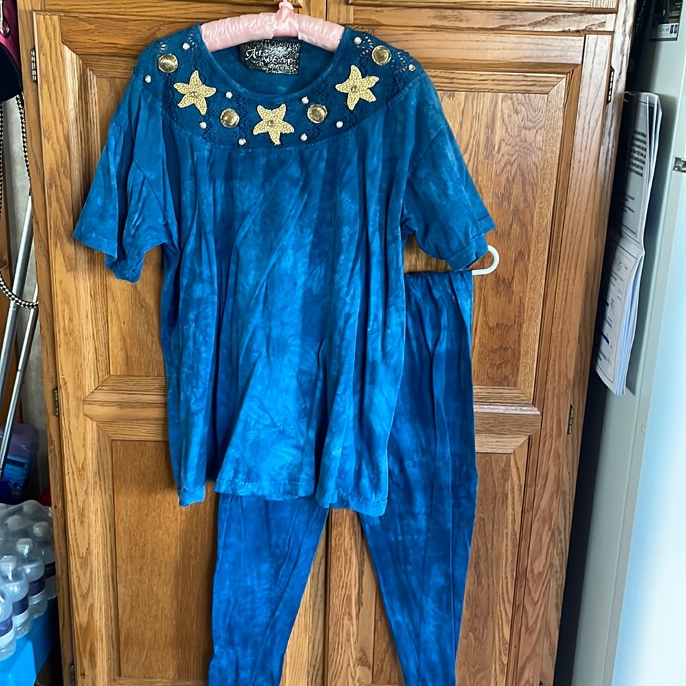 Vintage Artwear 2 piece pants/top set OSFM